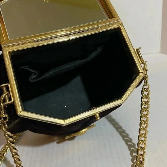 vintage brown velvet shoulder handbag - Picture 11 of 12